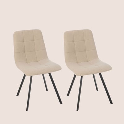 Chaises en métal noir et tissu bouclette (lot de 2) - OLIVIA HELLIN, DEPUIS 1862