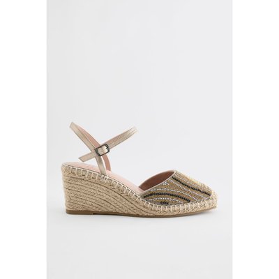 Espadrilles compensées à bout carré et perles NEXT