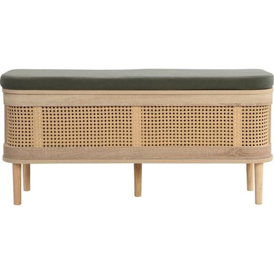 Banc d'entrée avec rangement en bois et cannage - BALI HOMIFAB