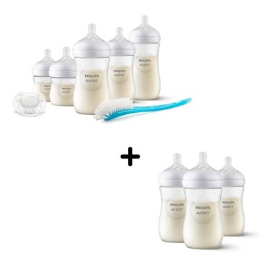 Coffret de 8 biberons PP Natural response, 1 sucette ultra-douce 0-6 mois et 1 goupillon (2 biberons 125 ml + 5 biberons 260 ml + 1 biberon 330 ml) PHILIPS AVENT