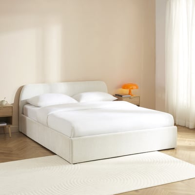 Lit coffre tissu chenille avec sommier  GELA BAÏTA
