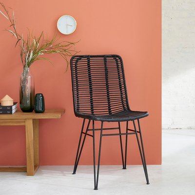 Chaise en rotin et métal noire  BOHEMA BERAH GETAH