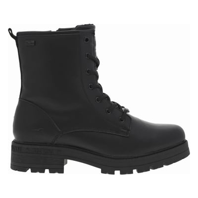 Bottines noires à talon décroché bas avec un zip et des lacets ronds MUSTANG
