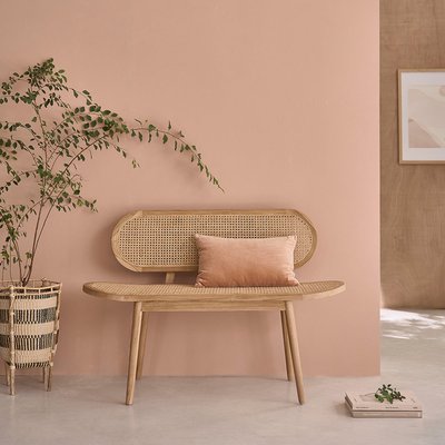 Banc en teck massif et cannage 120 cm  LOÉ BERAH GETAH