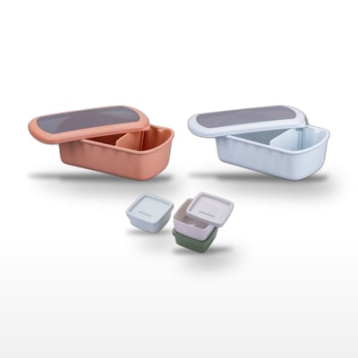 Lot de 2 lunch box 1L avec 3 boites à sauce STORAGE FACKELMANN