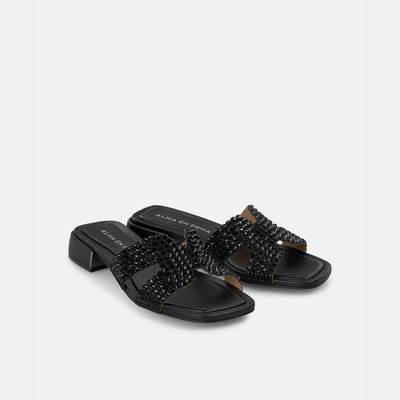 Sandales plates avec bande de strass et bout carré ALMA EN PENA