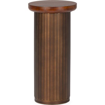Table d'appoint bois noyer élégante finition colonne sculptée RECOLLECTION