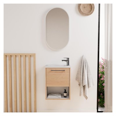 Ensemble meuble lave-mains + robinet + miroir NIKA MOB IN