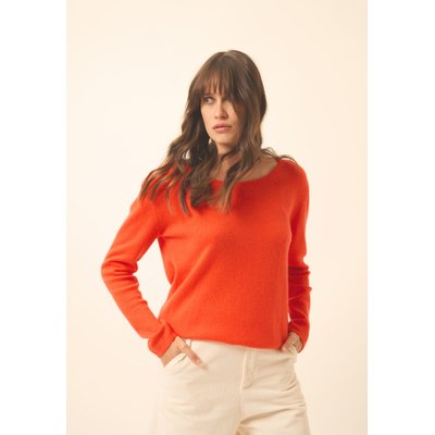 FIONA pull col bateau orange en cachemire JUST CASHMERE