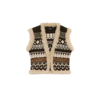 Gilet en maille jacquard imprimé DESIGUAL