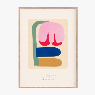 Positive Flower, affiche,  cadre chêne. 50cm x 70cm COTTON BIRD