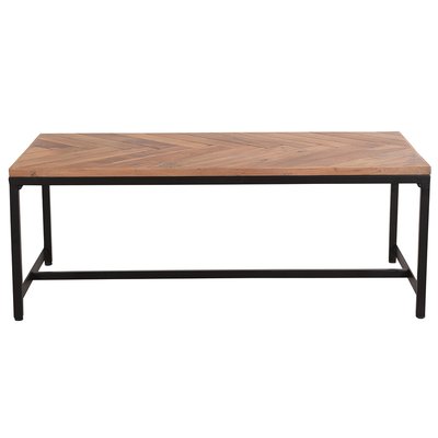 Table basse rectangulaire à motifs chevrons en bois massif et métal noir L120 cm STICK MILIBOO