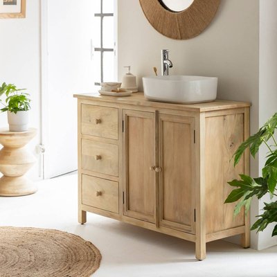 Meuble sous vasque en bois de manguier blanchi  RONAN MADE IN MEUBLES 