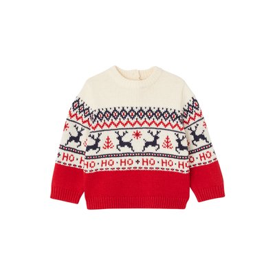Pull De Noël Famille Vertbaudet - Dos Boutonné - Motif Jacquard - 60% Coton 40% Acrylique