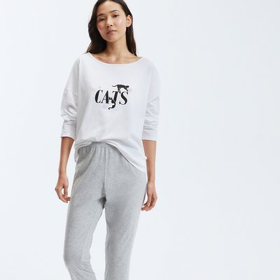 Pyjama en jersey, imprimé chat SO'HOME