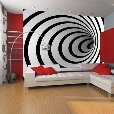 Papier peint intissé panoramique 3D et Perspective Tunnel 3D noir et blanc EDEN