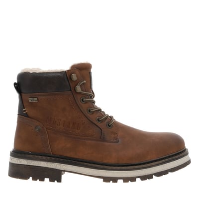 Bottines brunes à talon décroché bas avec une doublure en maille sherpa MUSTANG