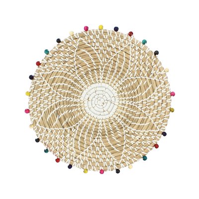 Panier rond en jonc de mer et perles de bois NOW'S HOME