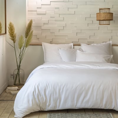 Parure housse de couette en percale de coton unie, MURA C DESIGN HOME TEXTILE