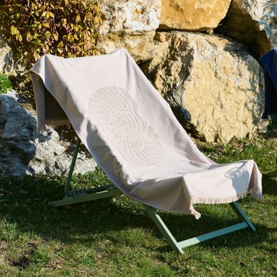Drap de plage Coquillage - Eponge jacquard ciselée 550 g/m² TRADITION DES VOSGES