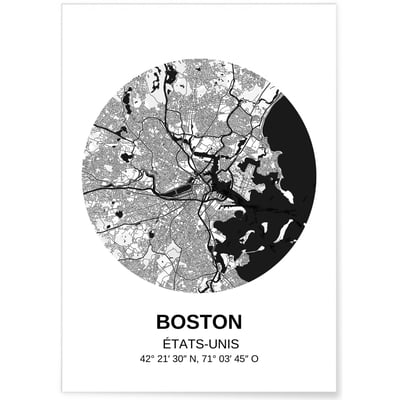 Affiche Carte Boston L'AFFICHERIE