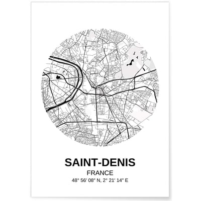 Affiche Carte Saint-Denis L'AFFICHERIE