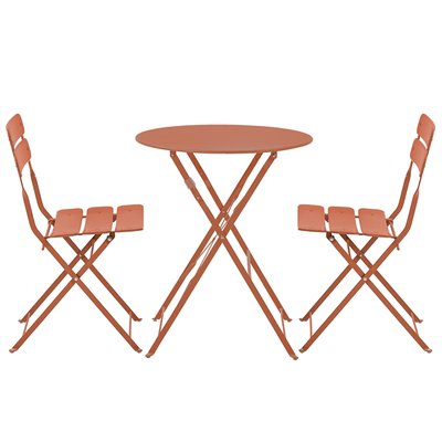 Table de jardin rabattable Et 2 chaises pliantes en métal, ANNECY OVIALA
