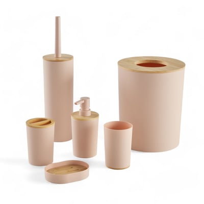 Set de 6 accessoires de salle de bain et WC avec bambou BATHROOM UTILITY