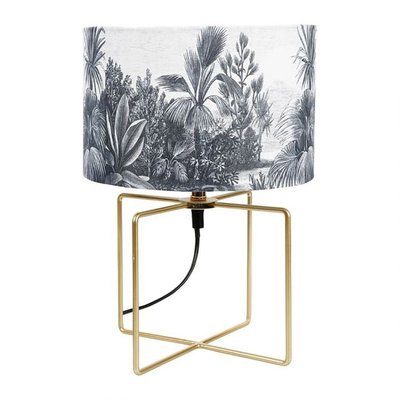 Lampe Pied Métal Doré Abat-jour Gravure DECORATIE