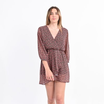 Robe en  voile imprimée effet cache-cœur LILI SIDONIO