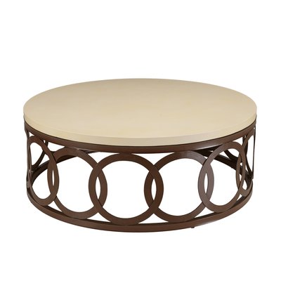 Table basse ronde béton et métal 105 cm pied chaîne BRASILIA PIER IMPORT