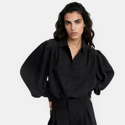Chemise brodée, à manches longues bouffantes LA REDOUTE COLLECTIONS