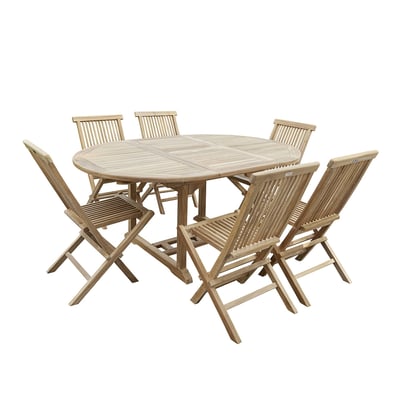 Salon de jardin en teck massif extensible 6/8 places  MIDLAND BERAH GETAH