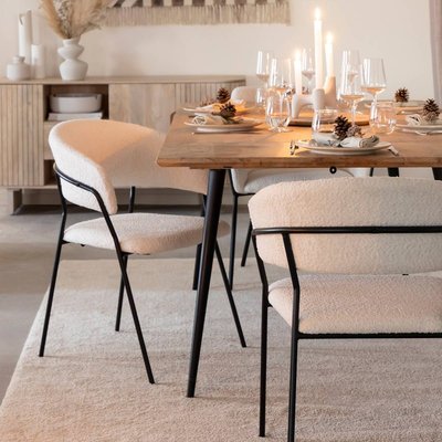 Chaise arrondie tissu bouclette blanche (lot de 2) KANOA MADE IN MEUBLES 