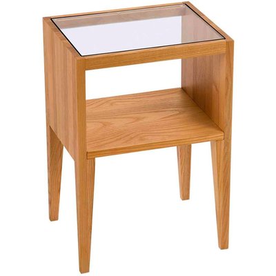 Table de chevet en frêne et verre 38x30x55cm WADIGA