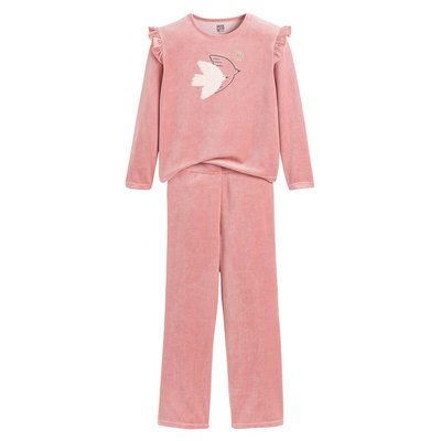 Pyjama velours avec volants et broderie oiseaux LA REDOUTE COLLECTIONS