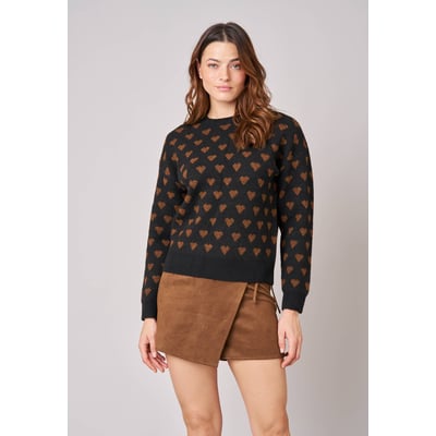 Pull femme motif cœurs en maille douce CLEMY DEELUXE