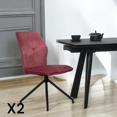 Chaise pivotante rose en velours patiné avec poignée (lot de 2) LOMBARDIE PIER IMPORT