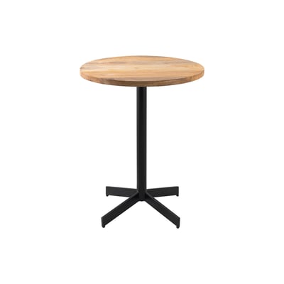 Table bistrot ronde en bois massif et métal noir D60 cm MEERA MILIBOO