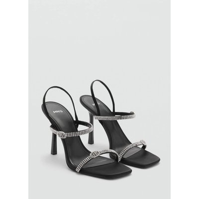 Sandales talon lanière strass MANGO
