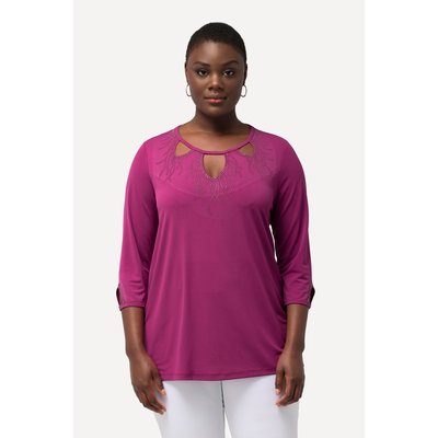 T-shirt à découpes, strass, col rond ULLA POPKEN