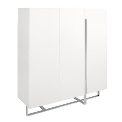 Buffet haut en bois blanc et acier chromé ANGEL CERDA