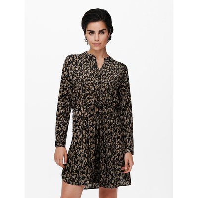 Kurzes Kleid mit Henley-Ausschnitt, bedruckt ONLY