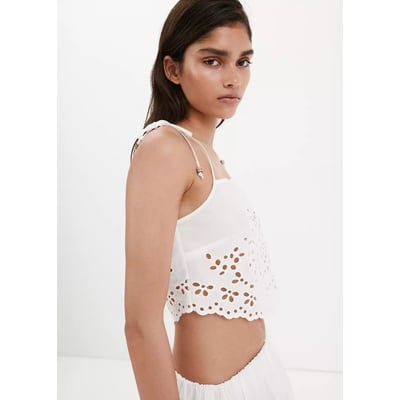 Top brodé ajouré MANGO