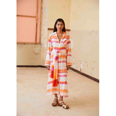 Robe chemise mi-longue à imprimé tie & dye LA FEE MARABOUTEE