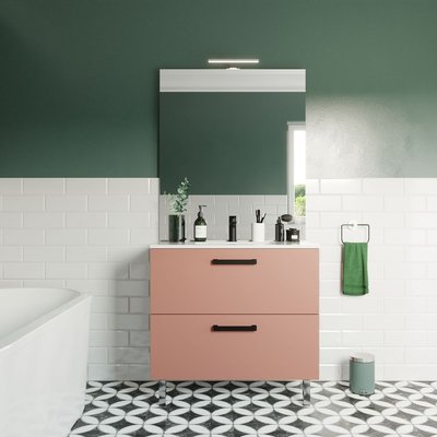 Meuble salle de bain vasque intégrée 2 tiroirs + miroir - CHELSEA HOMIFAB