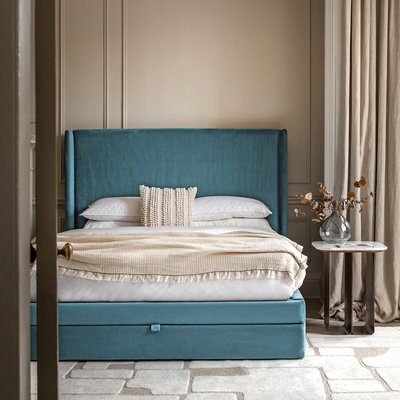 Alford Velvet Wingback Storage Drawer Bed SO'HOME