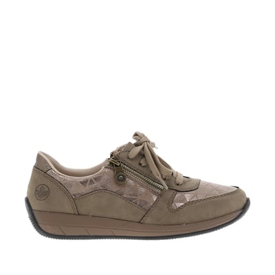 Sneakers en cuir noires fermées par des lacets plats et des zips latéraux RIEKER