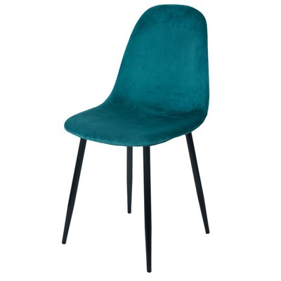 Chaise en velours bleu canard pieds en métal noir - 44x53x88cm WADIGA
