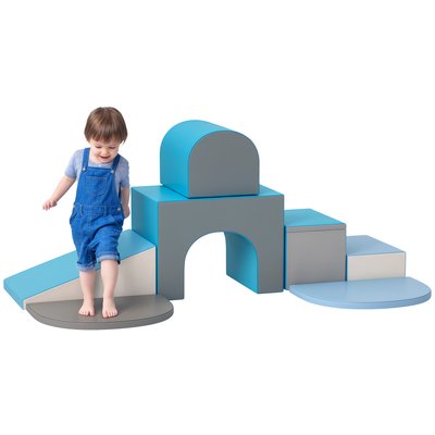 7 blocs de construction modules de motricité gris bleu HOMCOM